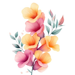 Wall Mural - A bouquet of flowers with pink and yellow petals