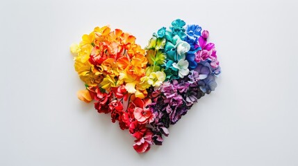 Poster - Colorful heart shaped arrangement on white surface