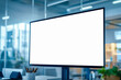 ©  Studio AB Images - Mockup of a blank screen on a large computer monitor or interactive display for presentations and slide shows in a modern office.