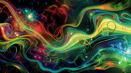 Wall Mural - colorful abstract cosmic waves background with vibrant energy flow