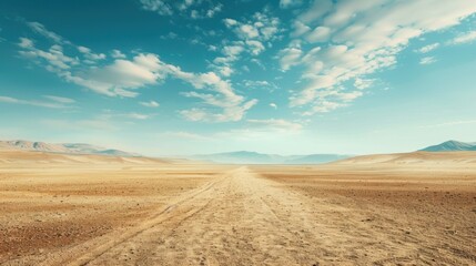 Wall Mural - Desert landscape with multiple paths leading to the horizon