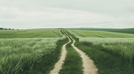 Peaceful footpath through a farmland landscape