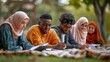 © Dara - Diverse group of sociology students studying together outdoors