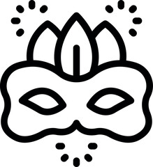 Sticker - Line art icon of a festive carnival mask, capturing the spirit of celebration and revelry