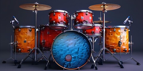 a drum set with a blue drum set.

