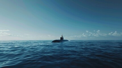 Poster - A submarine floats in the middle of the ocean, ready for its next mission or expedition