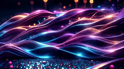 Wall Mural - Abstract background with neon waves