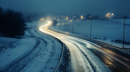 Wall Mural - Illustrate a snow cover road 