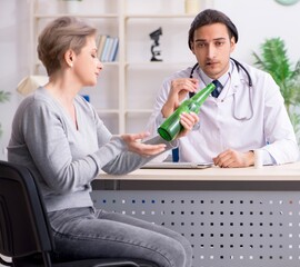 Poster - Female alcoholic visiting young male doctor