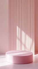 Aufkleber - Round pink platform with shadows in a minimalistic setting