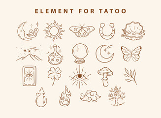 Poster - line art design icon vector for tattoos