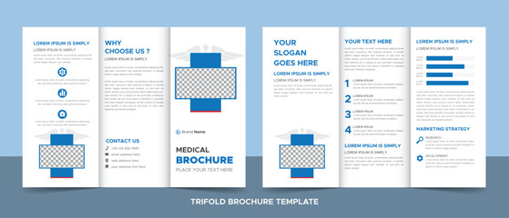 Wall Mural - Corporate Medical Business Trifold Brochure Template Layout Design with Image Replaceable Shape.	