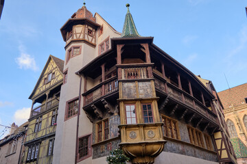 Alsace, December: Beautiful view of colorful romantic city Colmar, France, Alsace