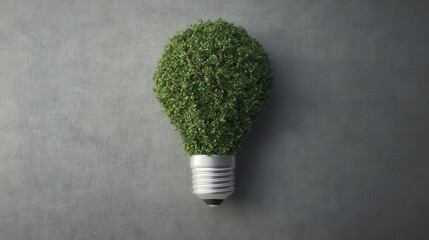 A creative concept image showing a tree growing inside a light bulb, representing the harmonious combination of nature and energy, and promoting eco-friendly solutions.