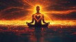 © kazitafahnizeer - Human silhouette meditating with sound waves radiating from the heart and head