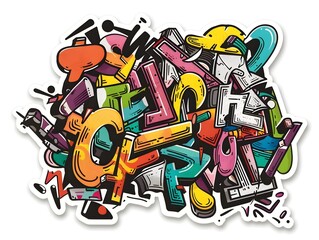 Stylish Graffiti Inspired Sticker Design for Streetwear Apparel and Urban Decor