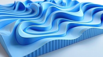 Wall Mural -   A detailed shot of a sheet of paper featuring a wavy pattern beneath it, resting on a pure white background