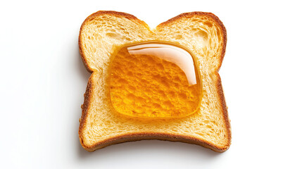 Wall Mural - one single toast bread with honey isolated on white background