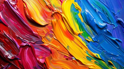 Sticker - Colorful oil paint strokes abstract art wallpaper background