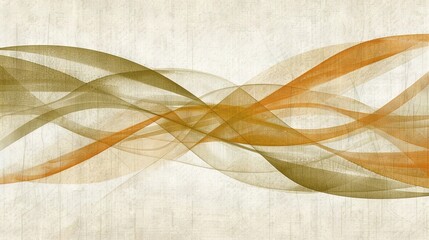 Poster -   A white canvas features a brown and orange swirl on the left side, accompanied by an abstract design