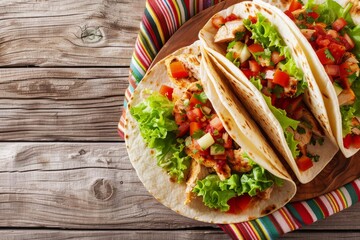 Wall Mural - Delicious Chicken Tacos with Fresh Ingredients