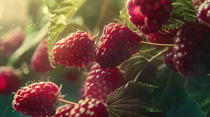 Poster - raspberries on the bush