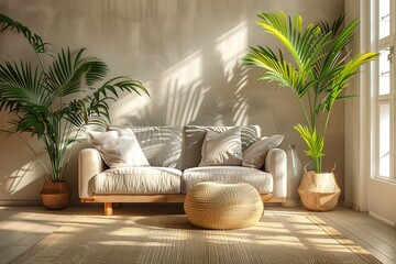 Modern livingroom with plants.