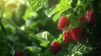 Poster - raspberries on the bush