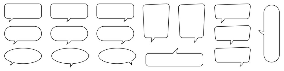 Wall Mural - Speech bubble, speech balloon, chat bubble line art icon for apps and websites.