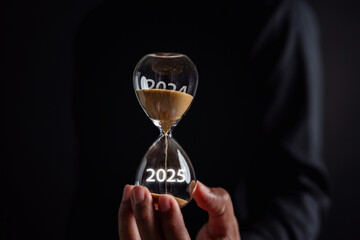 Poster - New Year 2025 countdown concept. merry christmas and happy new year, Planning and challenge strategy in new year 2025.