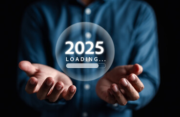 Poster - New Year 2025 countdown concept. merry christmas and happy new year, Planning and challenge strategy in new year 2025.