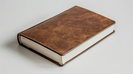 Wall Mural - Brown book in isolation on white surface