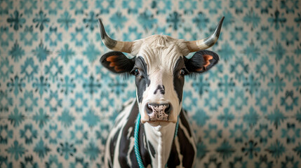 Wall Mural - a cow wearing a bavarian traditional costume for the oktoberfest