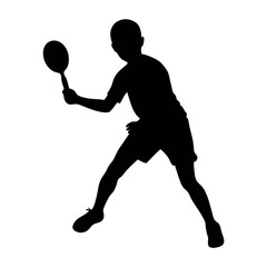 a child tennis player vector silhouette isolated white background