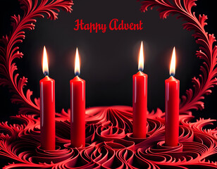 An advent wreath with 4 candles, photorealistic