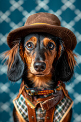 Wall Mural - German dachshund wearing a traditional bavarian costume for the oktoberfest