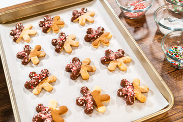 Canvas Print - Making Star-Shaped Cookies with Chocolate and Peppermint Chips