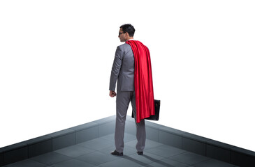 Wall Mural - Superhero businessman on top of building