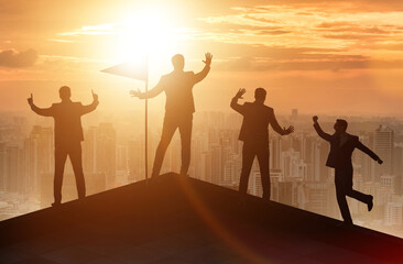 Wall Mural - Businessmen in achievement and teamwork concept