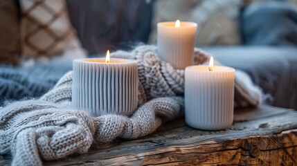 Two candles sweater wooden table lights