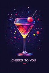 Wall Mural - Colorful Cocktail in a Glass with Cheerful Background