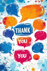 Canvas Print - Colorful Speech Bubbles with Thank You Message