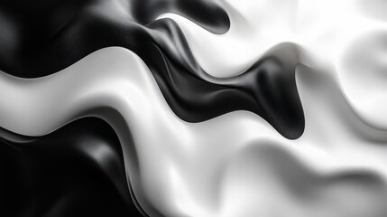 Abstract black and white fabric waves, monochrome texture. Artistic and creative concept