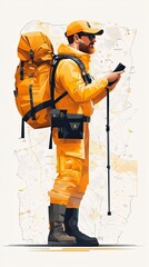 Poster - Hiker in Bright Gear: Ready for Adventure