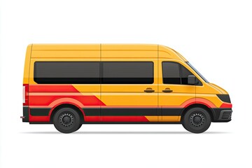 Wall Mural - Stylized Yellow Delivery Van Side View Illustration