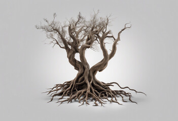 Wall Mural - Collection of twisted tree roots isolated on a transparent background