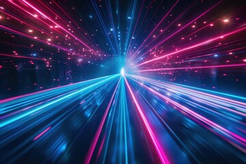 Wall Mural - dazzling laser light show piercing through darkness vibrant beams in electric blue and neon pink cre