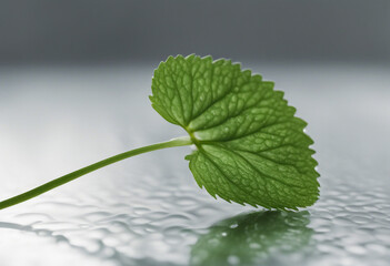 Wall Mural - Single green strawberry leaf isolated on transparent background