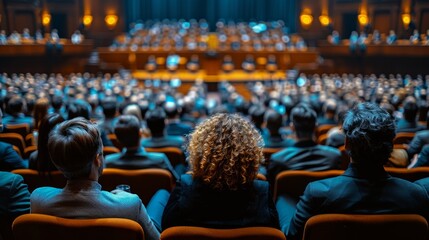 Wall Mural - Audience Attending a Formal Concert at a Historic Theater in the Evening