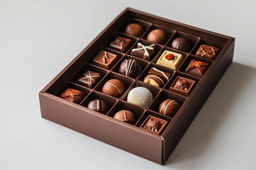 Poster - Luxurious box filled with a variety of gourmet chocolates, showcasing rich flavors and textures